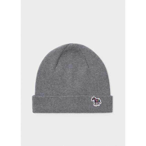 NWT Paul Smith Grey Zebra Wool Beanie Hat Made in Scotland - Picture 1 of 3